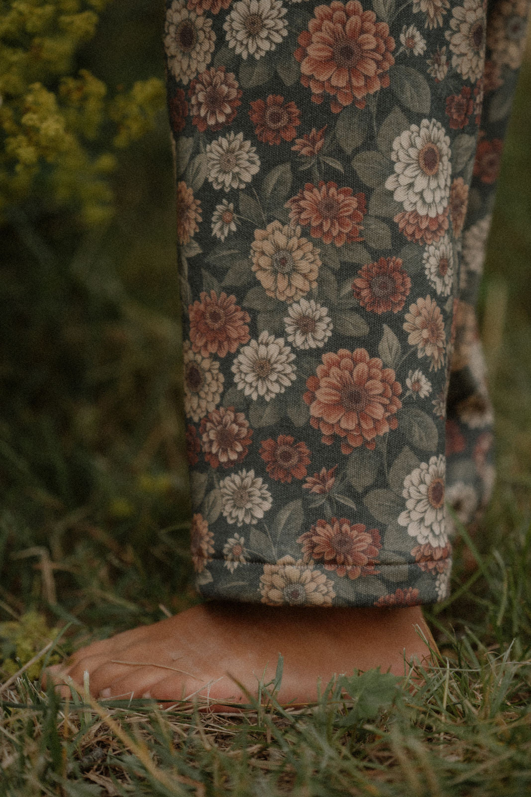 Bio Wolle/Seide Interlockjersey Herbstblumen
