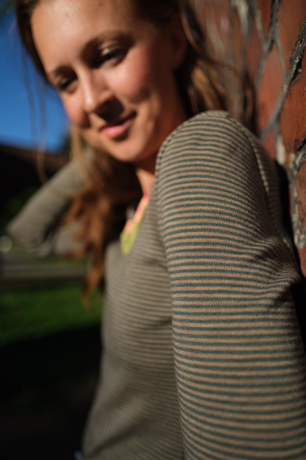 Bio Merino Interlockjersey, Ringel patinagrün/walnuss