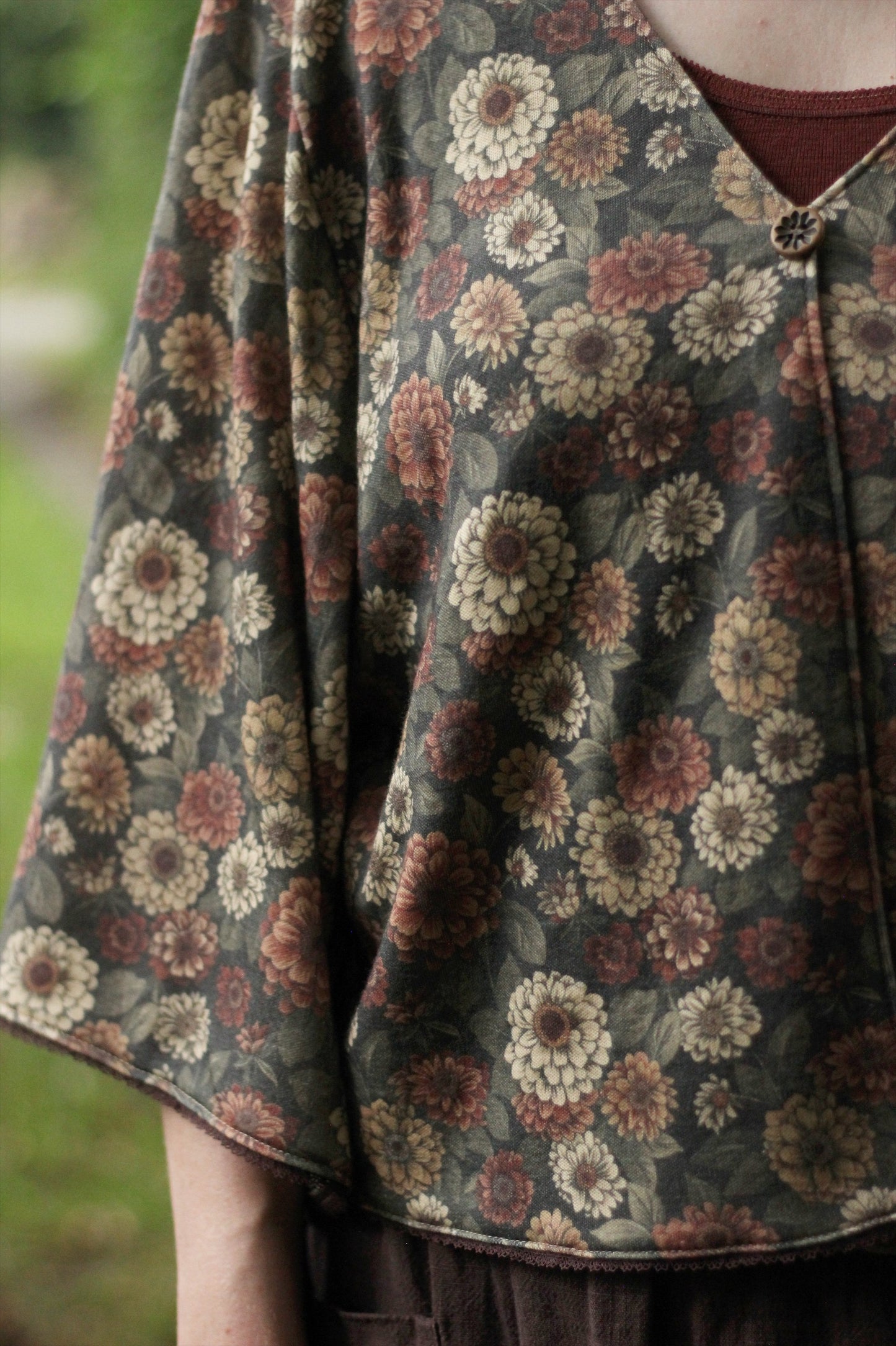 Bio Wolle/Seide Interlockjersey Herbstblumen