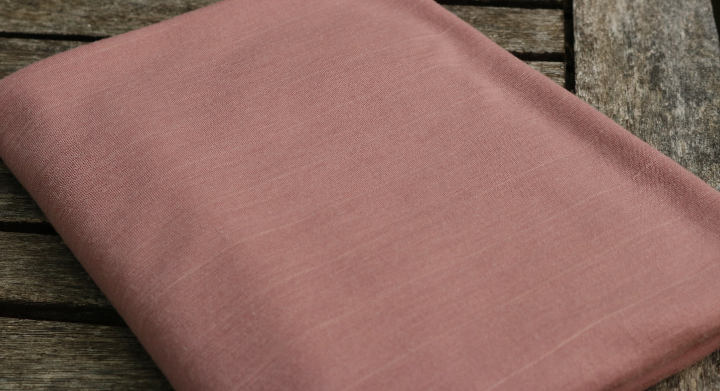 Bio Merino Singlejersey, Altrosa, breit gestreift