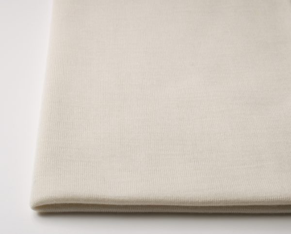 Bio Wolle/Seide Jersey extra schmal, z.B. für Bündchen, Naturweiß (kbT, mulesingfrei)