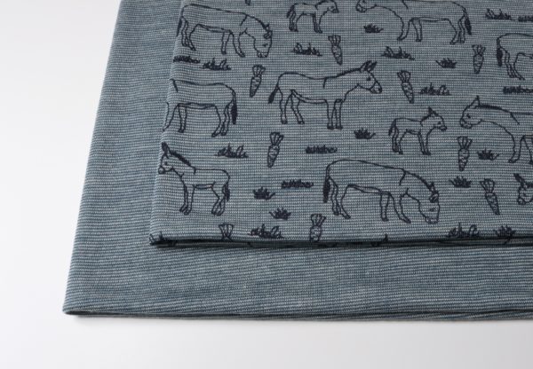 Wolle/Seide Stoffpaket Eseltreu/Morgenhimmelblau