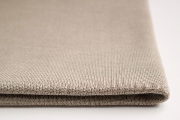 B-Ware Reststück 110 cm , Bio Wolle/Seide Jersey flauschig, Schlauchware, taupe (kbT, mulesingfrei)