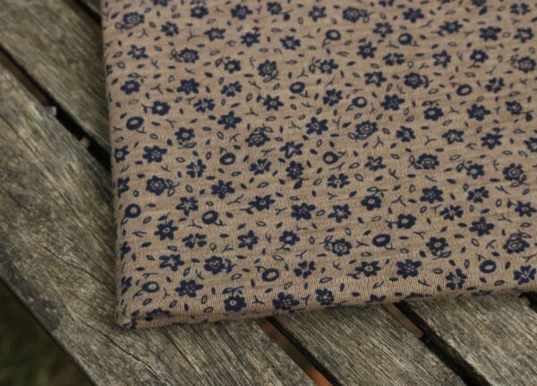 Reststück 80 cm, Fleurs auf Bio Merino Interlockjersey , walnuss (kbT, mulesingfrei)