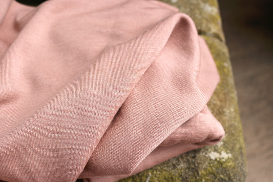 75 cm breiter Coupon, glattes Bio Wolle/Seide Bündchen, Rosa