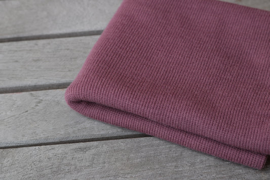 leichtes Bio Merino Wollbündchen gerippt, Creamy Plum