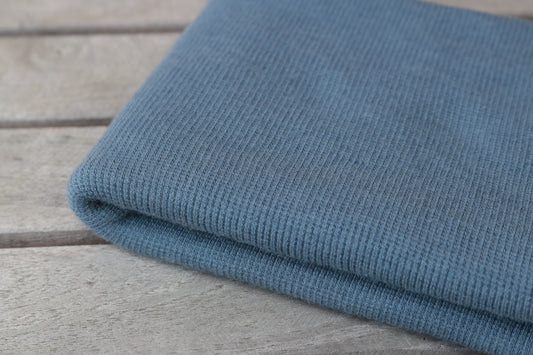 leichtes Bio Merino Wollbündchen gerippt, Aschblau
