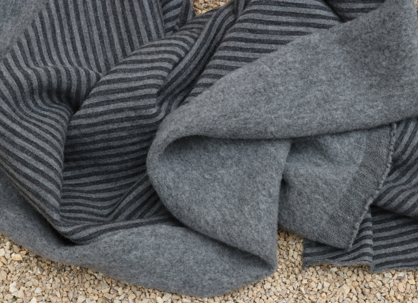 Bio Merino Wendefleece, Ringel Anthrazit/Schiefer