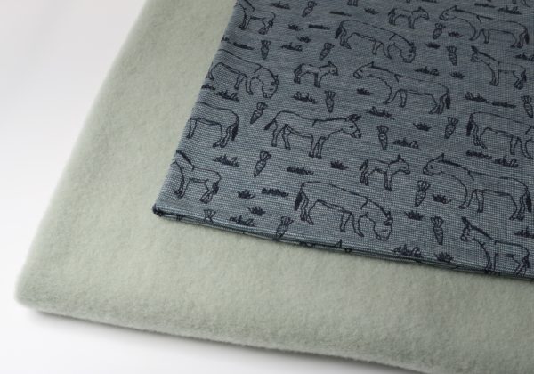 Wollfleece/WolleSeide-Jersey Paket Aloegrün-Eseltreu – Bild 2
