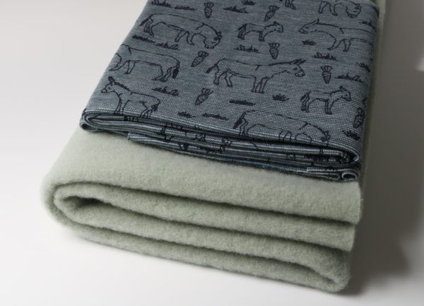 Wollfleece/WolleSeide-Jersey Paket Aloegrün-Eseltreu