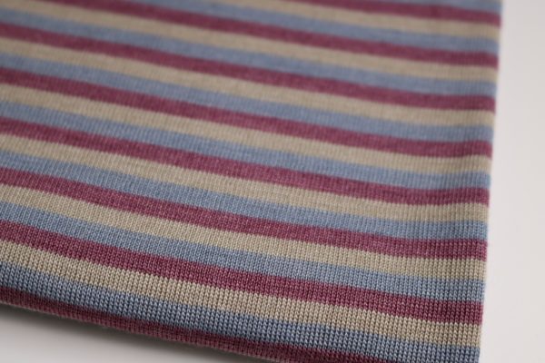 Bio Wolle/Seide Jersey flauschig, Schlauchware, Trio-Ringel (kbT, mulesingfrei)