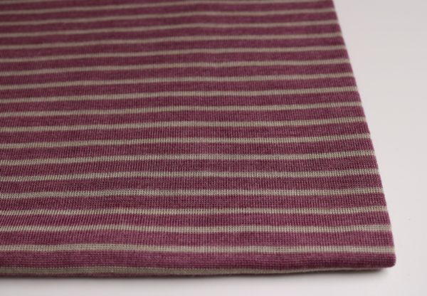Bio Wolle/Seide Jersey flauschig, Schlauchware, waldfrucht-taupe-Ringel (kbT, mulesingfrei)