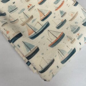 B-Ware Coupon 65 cm, Wolle/Seide Interlockjersey, Segelboote