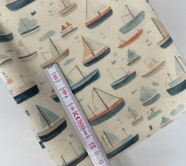 Coupon 70 cm, Wolle/Seide Interlockjersey, Segelboote – Bild 2